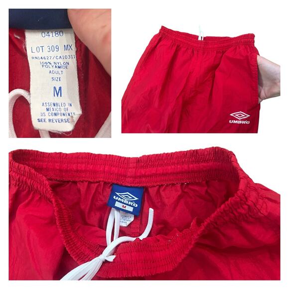 Vintage 90s Umbro Red Nylon Track Warm up Pants Zipper Ankles / Medium - - Picture 4 of 4
